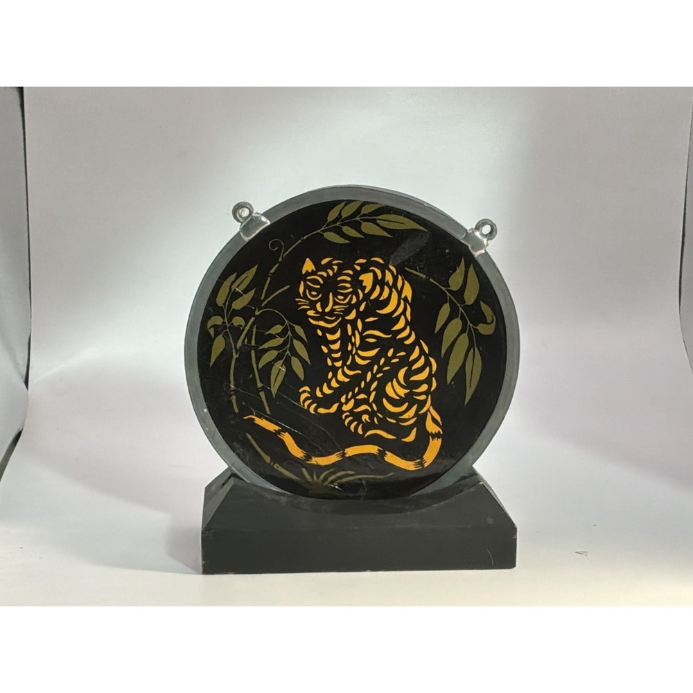 Decorative Tiger Design Against Black‎ Background Hang In Window